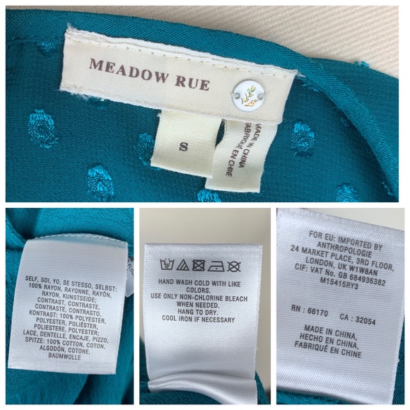 Anthro Meadow Rue Vivie Blouse, Sz S - Picture 8 of 8